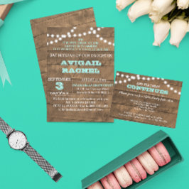 Barnwood Lights Blauwgroen na Party Invitation Kaa Kaart