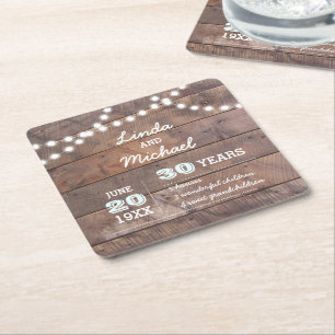 Barnwood Lights Diamond gepersonaliseerd Jubileum Kartonnen Onderzetters