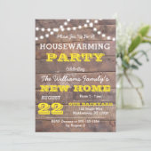 Barnwood Lights Gold Housewarming uitnodiging (Staand voorkant)