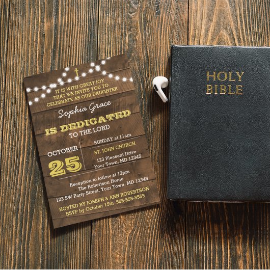 Barnwood Lights Gold Uitnodiging