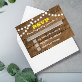 Barnwood Lights Goud Bruiloft RSVP Kaart