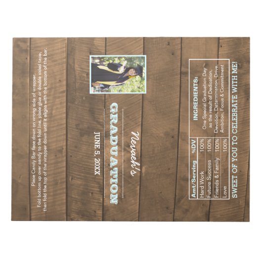 Barnwood Lights Graduation Favor Candy Wrappers Notitieblok (Voorkant)