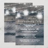 Barnwood Lights Jars Rustic Housewarming Party Kaart (Voorkant / Achterkant)