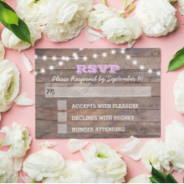 Barnwood Lights Lila Bat Mitzvah RSVP-kaart RSVP Kaartje