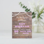 Barnwood Lights Lila Bat Mitzvah Save the Date Aankondigingskaart (Staand voorkant)