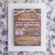 Barnwood Lights Lila Bat Mitzvah Uitnodiging