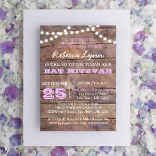Barnwood Lights Lila Bat Mitzvah Uitnodiging