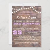 Barnwood Lights Lila Bat Mitzvah Uitnodiging (Voorkant)