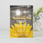 Barnwood Lights Mason Jar Sunflower Housewarming Kaart (Staand voorkant)