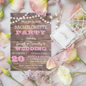 Barnwood Lights Pink Bachelorette Uitnodiging