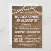 Barnwood Lights Pink Housewarming uitnodiging (Voorkant)
