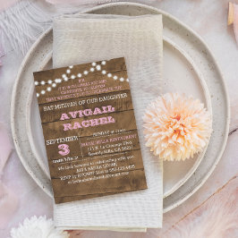 Barnwood Lights Roze B"H Bat Mitzvah Uitnodiging