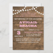 Barnwood Lights Roze B"H Bat Mitzvah Uitnodiging (Voorkant)