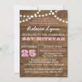 Barnwood Lights Roze Bat Mitzvah Aangepaste uitnod Kaart (Voorkant)