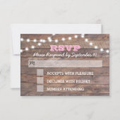 Barnwood Lights Roze Bat Mitzvah RSVP-kaart RSVP Kaartje (Voorkant)