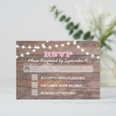 Barnwood Lights Roze Bat Mitzvah RSVP-kaart RSVP Kaartje (Staand voorkant)