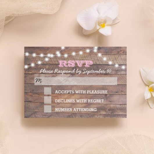 Barnwood Lights Roze Bat Mitzvah RSVP-kaart RSVP Kaartje