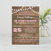 Barnwood Lights Roze Bevestiging Uitnodiging (Staand voorkant)