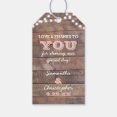 Barnwood Lights Roze Bruiloft Dank u Cadeau Labels Cadeaulabel (Voorkant)