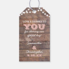 Barnwood Lights Roze Bruiloft Dank u Cadeau Labels Cadeaulabel