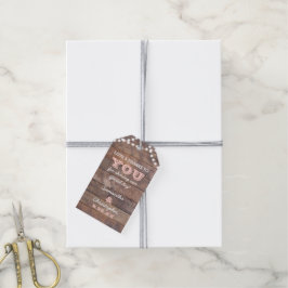 Barnwood Lights Roze Bruiloft Dank u Cadeau Labels Cadeaulabel