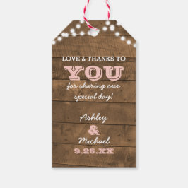 Barnwood Lights Roze Bruiloft Dank u Cadeau Labels Cadeaulabel