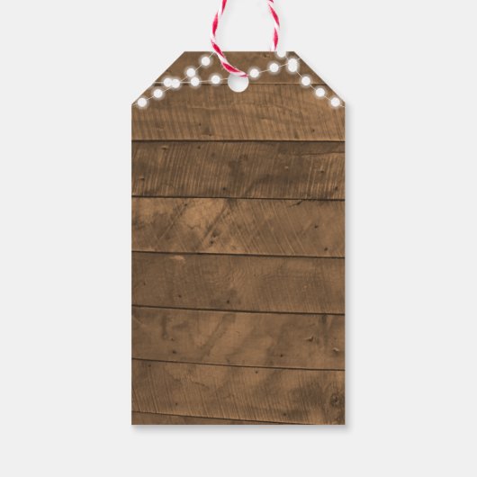 Barnwood Lights Roze Bruiloft Dank u Cadeau Labels Cadeaulabel (Achterkant)