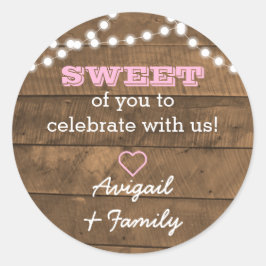 Barnwood Lights Roze Sweet Treat Bag Sticker