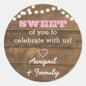 Barnwood Lights Roze Sweet Treat Bag Sticker (Voorkant)
