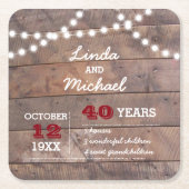 Barnwood Lights Ruby Gepersonaliseerd Jubileum Kartonnen Onderzetters (Voorkant)