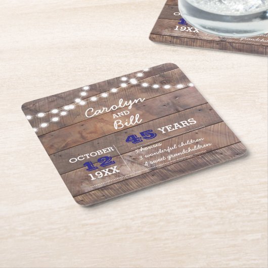 Barnwood Lights Saffier Gepersonaliseerd Jubileum Kartonnen Onderzetters (Schuin)