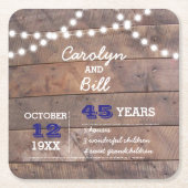 Barnwood Lights Saffier Gepersonaliseerd Jubileum Kartonnen Onderzetters (Voorkant)