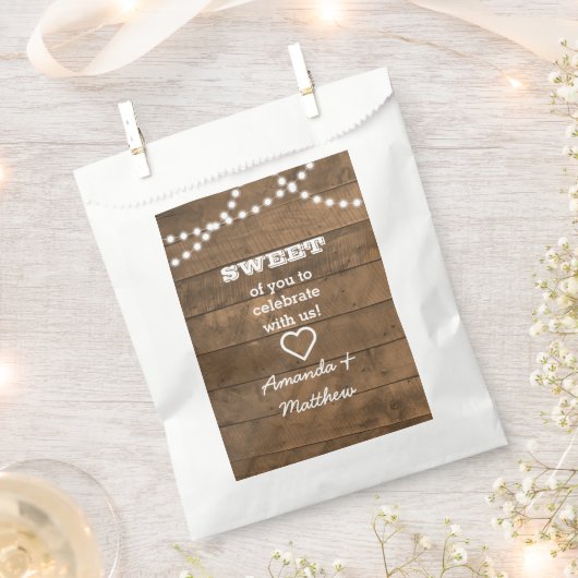 Barnwood Lights Witte Tekst Treat Bag Bedankzakje (Geknipt)