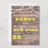 Barnwood Lights Yellow Housewarming uitnodiging (Voorkant)