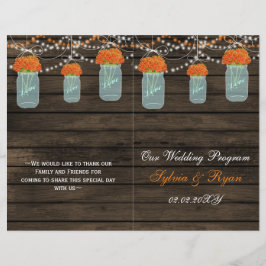 Barnwood mason jars, oranje bloemen programma gevo