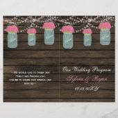 Barnwood mason jars, roze bloemen programma gevouw (Voorkant)