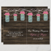 Barnwood mason jars, roze bloemen programma gevouw (Voorkant / Achterkant)