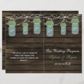 Barnwood mason jars, sage bloemen programma gevouw (Voorkant / Achterkant)