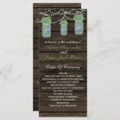 Barnwood mason jars, sage bloemen programmakaart (Voorkant / Achterkant)