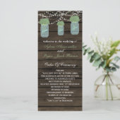 Barnwood mason jars, sage bloemen programmakaart (Staand voorkant)