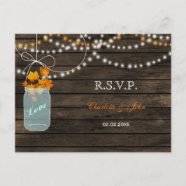 Barnwood metselaarpotten herfst bruiloft RSVP Uitnodiging Briefkaart