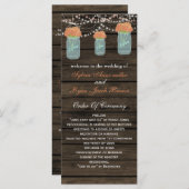 Barnwood metselaarpotten, koraal bloemen programma programmakaart (Voorkant / Achterkant)