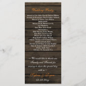 Barnwood metselaarpotten, oranje bloemprogramma's programmakaart (Achterkant)