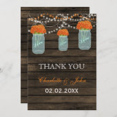 Barnwood oranje mason Jars Dank je Kaart (Voorkant / Achterkant)