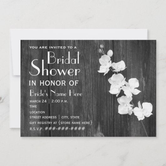 Barnwood & Orchids Bridal Shower Invitation Kaart (Achterkant)