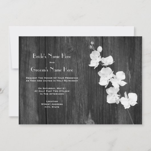 Barnwood & Orchids Wedding Invitation Kaart (Achterkant)