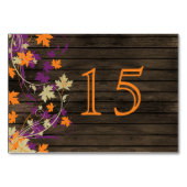 Barnwood plum val bladeren bruiloft tafel nummers kaart (Achterkant)