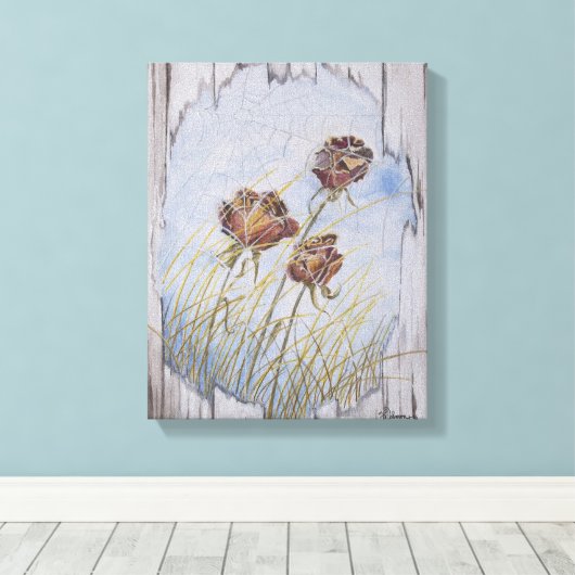 Barnwood Roses Canvas Afdruk (Insitu (Houten vloer))