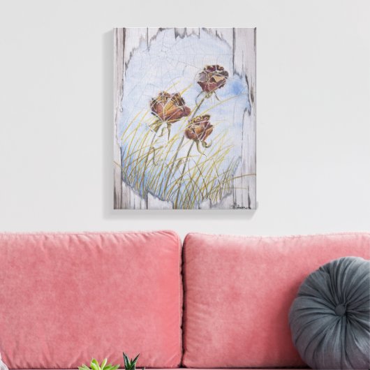 Barnwood Roses Canvas Afdruk (Insitu (Woonkamer))
