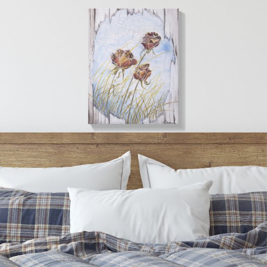 Barnwood Roses Canvas Afdruk (Insitu (Slaapkamer))